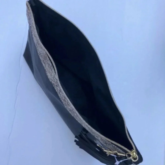 ULTA BEAUTY Makeup Bag Black Python Snake Skin Beauty Travel Clutch New - Picture 2 of 3